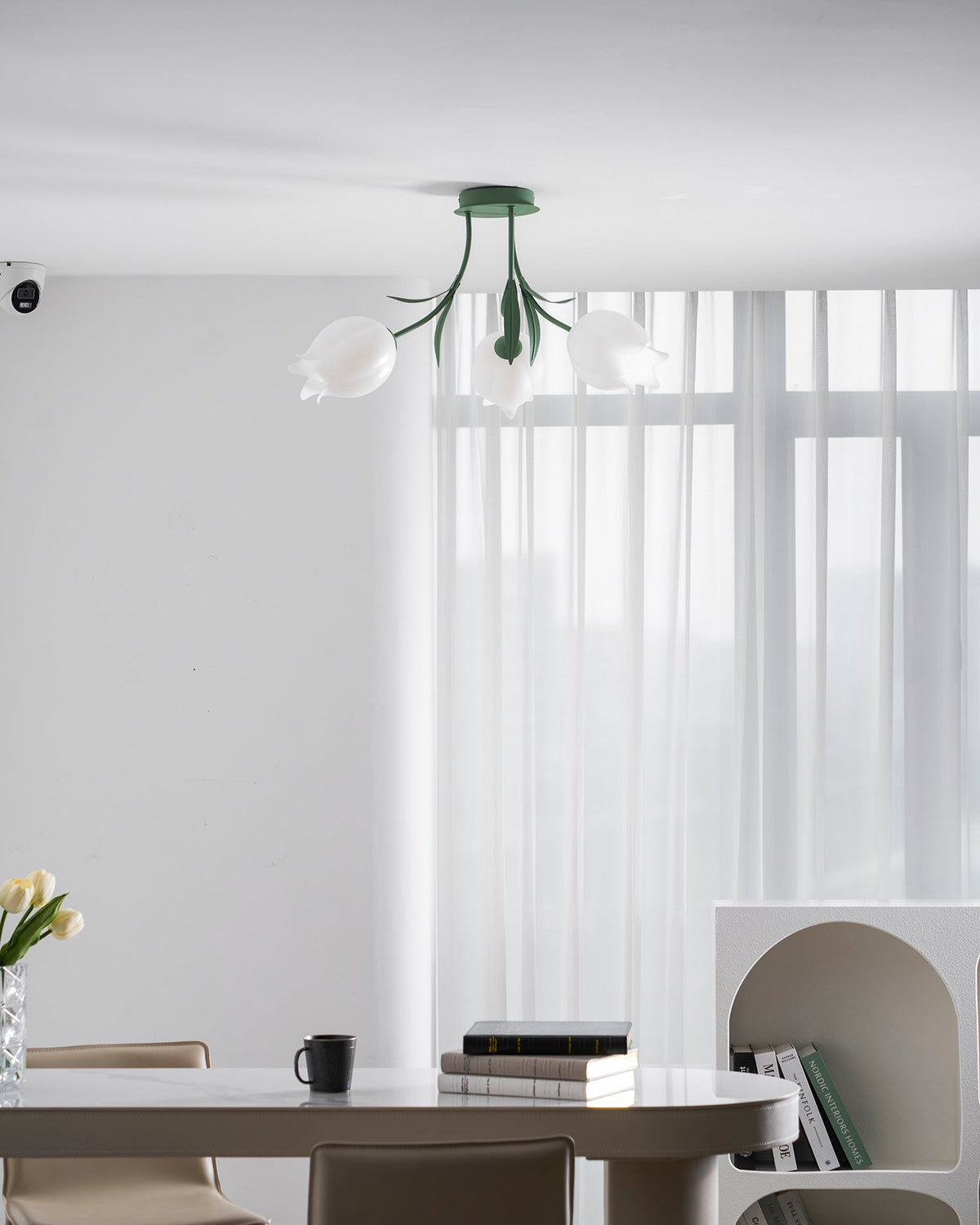 Lilia | Multi-Head Flush Mount Ceiling Light with Acrylic Lily Shades, Dimmer Compatible