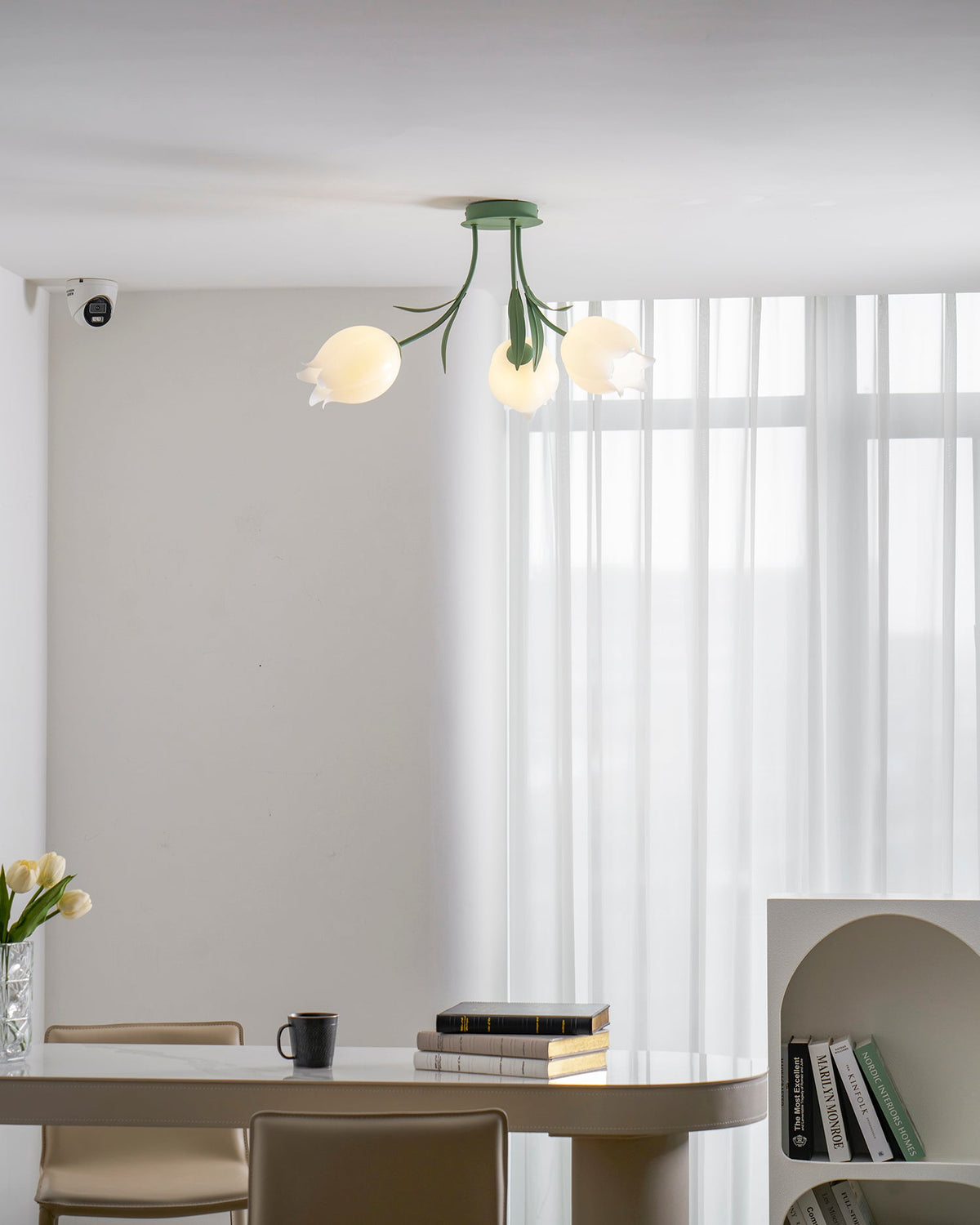 Lilia | Multi-Head Flush Mount Ceiling Light with Acrylic Lily Shades, Dimmer Compatible