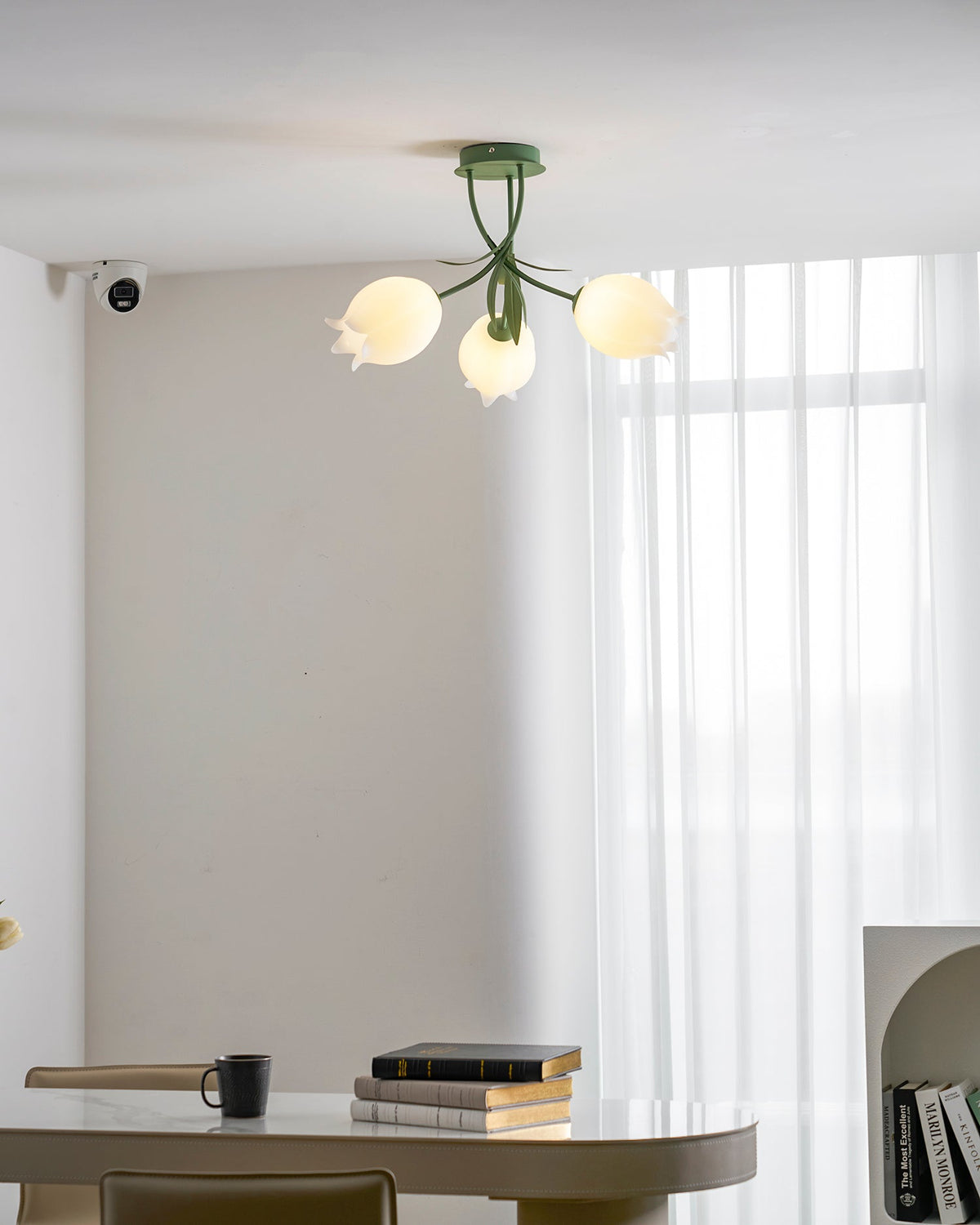 Lilia | Multi-Head Flush Mount Ceiling Light with Acrylic Lily Shades, Dimmer Compatible