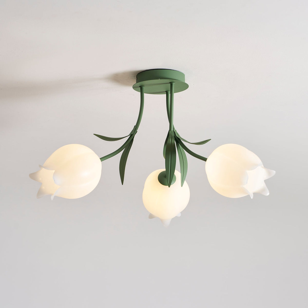 Lilia | Multi-Head Flush Mount Ceiling Light with Acrylic Lily Shades, Dimmer Compatible