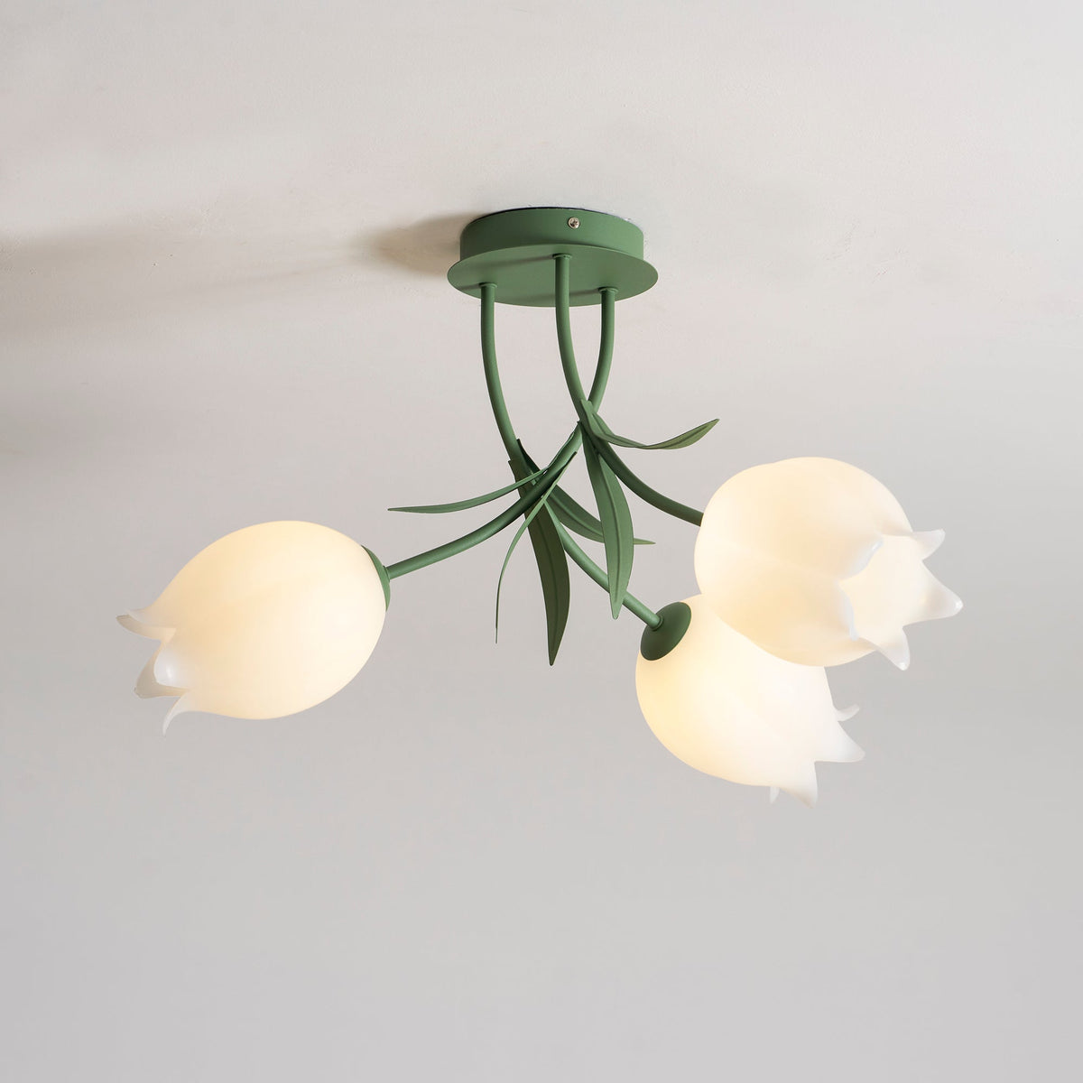 Lilia | Multi-Head Flush Mount Ceiling Light with Acrylic Lily Shades, Dimmer Compatible