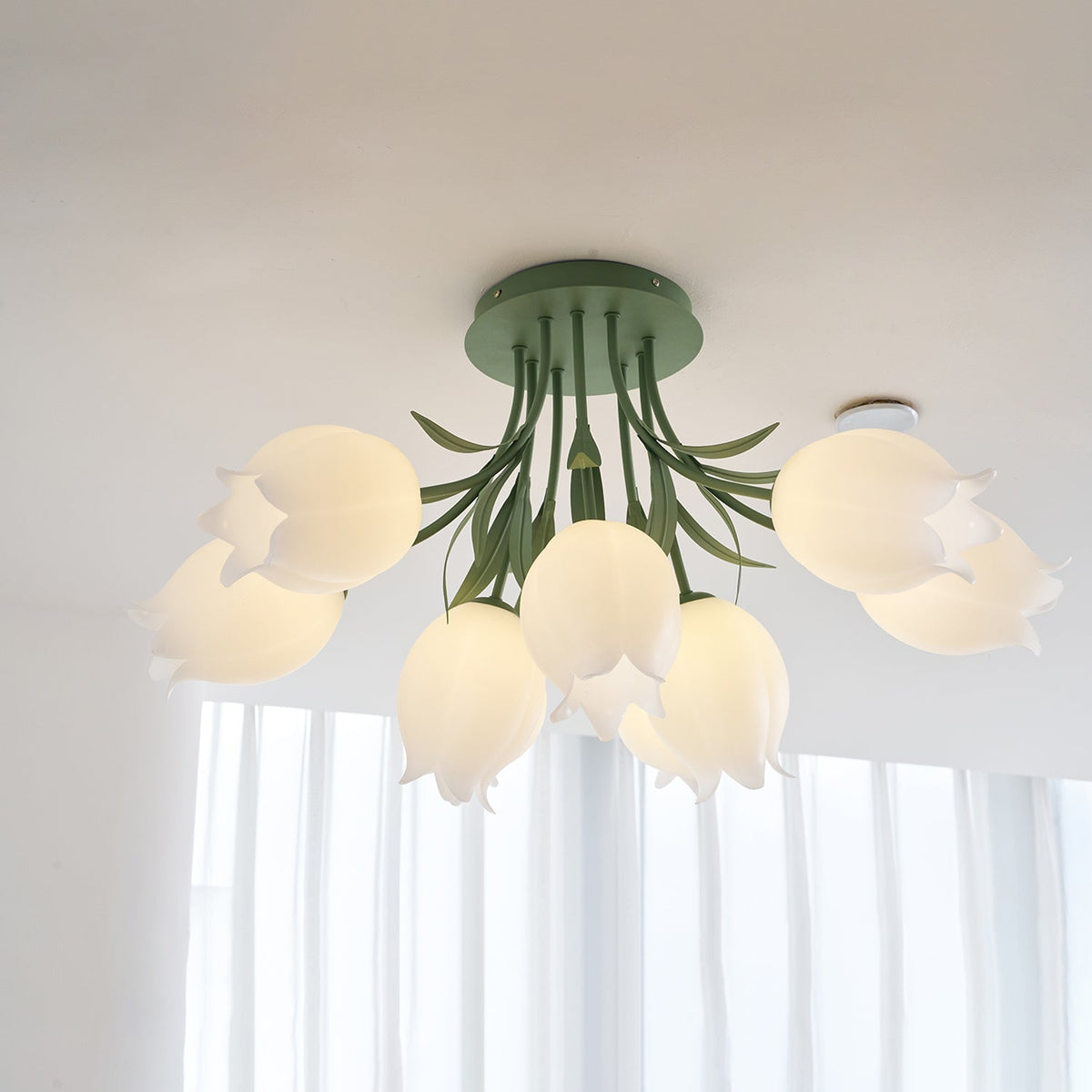 Lilia | Multi-Head Flush Mount Ceiling Light with Acrylic Lily Shades, Dimmer Compatible