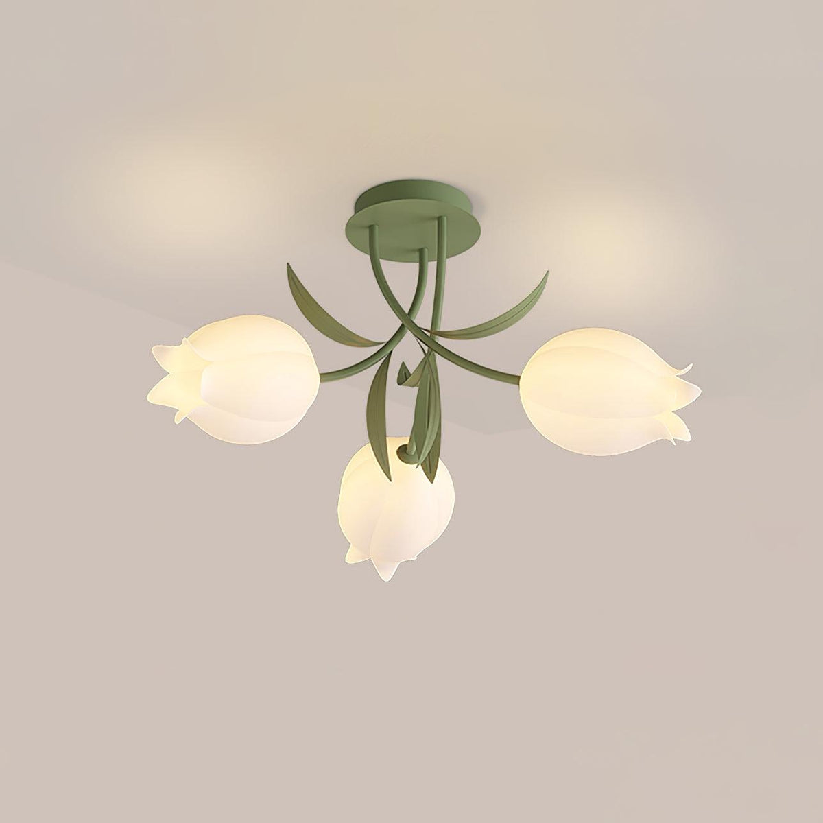 Lilia | Multi-Head Flush Mount Ceiling Light with Acrylic Lily Shades, Dimmer Compatible