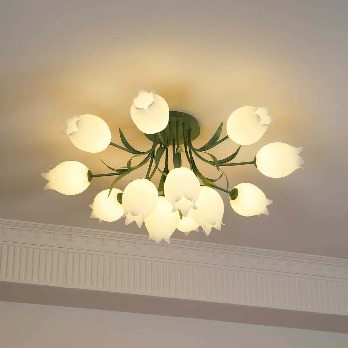 Lilia | Multi-Head Flush Mount Ceiling Light with Acrylic Lily Shades, Dimmer Compatible