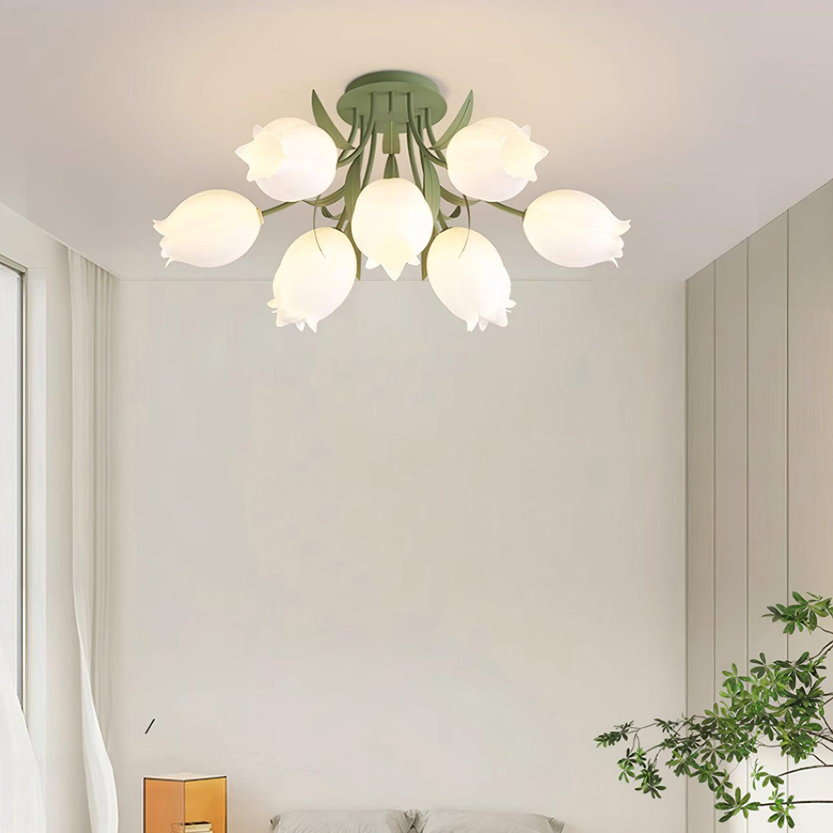 Lilia | Multi-Head Flush Mount Ceiling Light with Acrylic Lily Shades, Dimmer Compatible