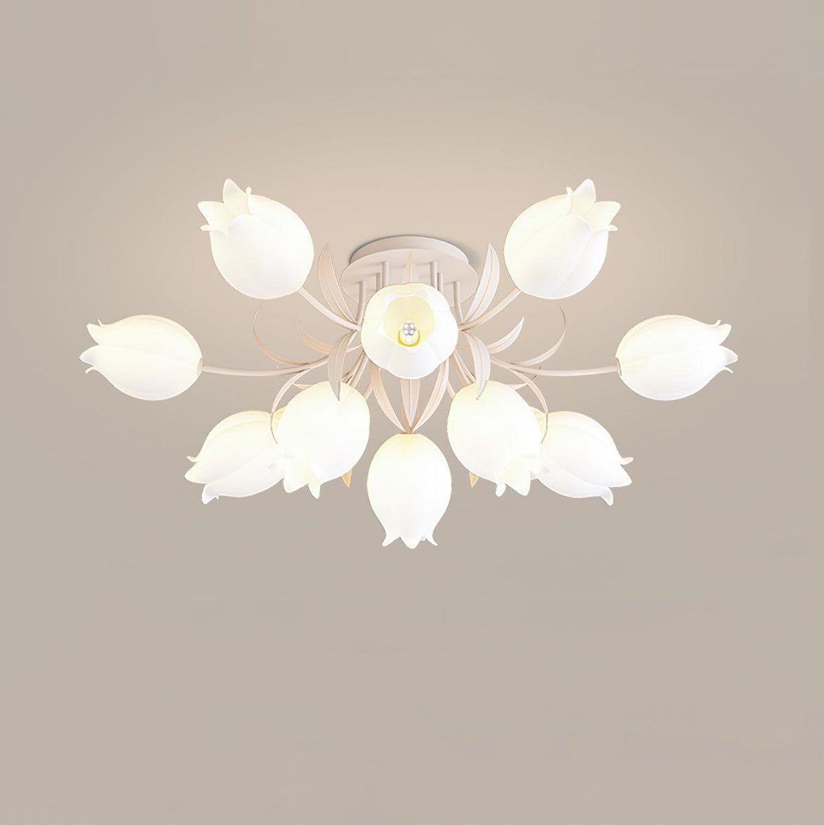 Lilia | Multi-Head Flush Mount Ceiling Light with Acrylic Lily Shades, Dimmer Compatible