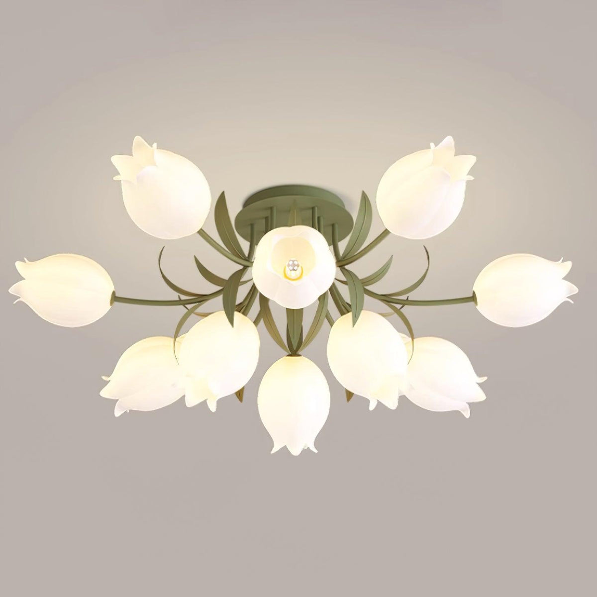 Lilia | Multi-Head Flush Mount Ceiling Light with Acrylic Lily Shades, Dimmer Compatible