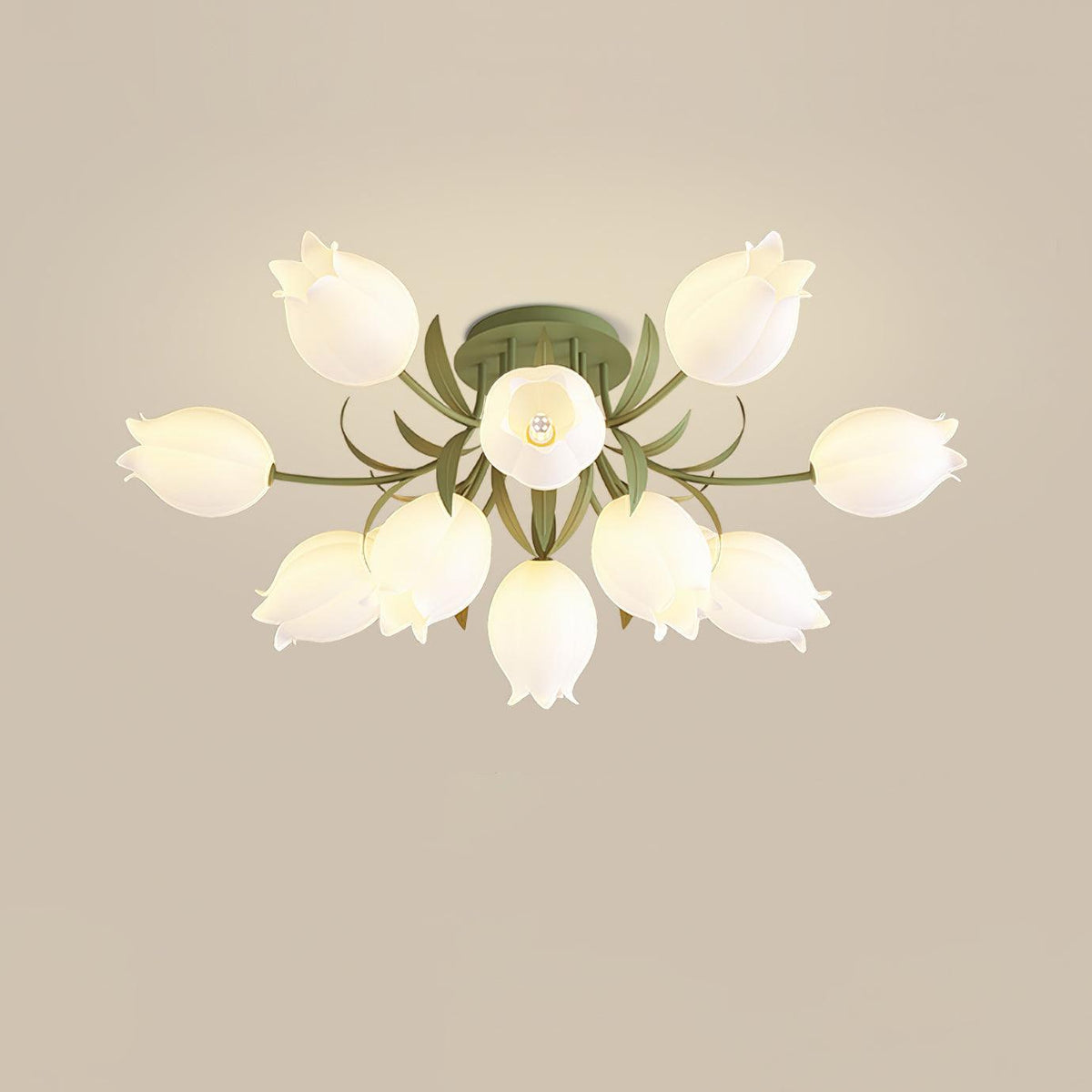 Lilia | Multi-Head Flush Mount Ceiling Light with Acrylic Lily Shades, Dimmer Compatible