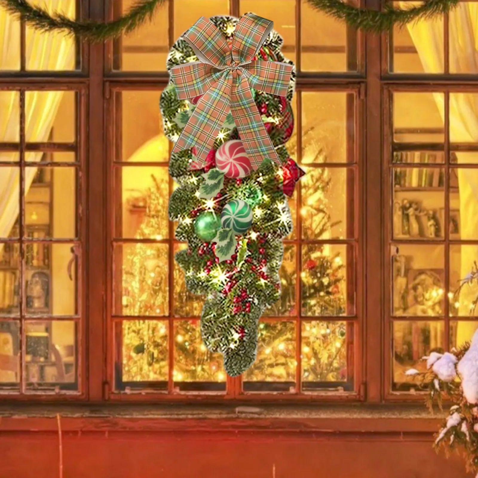 Christmas Vine Garland Wreath Door Hanger Ornament-3
