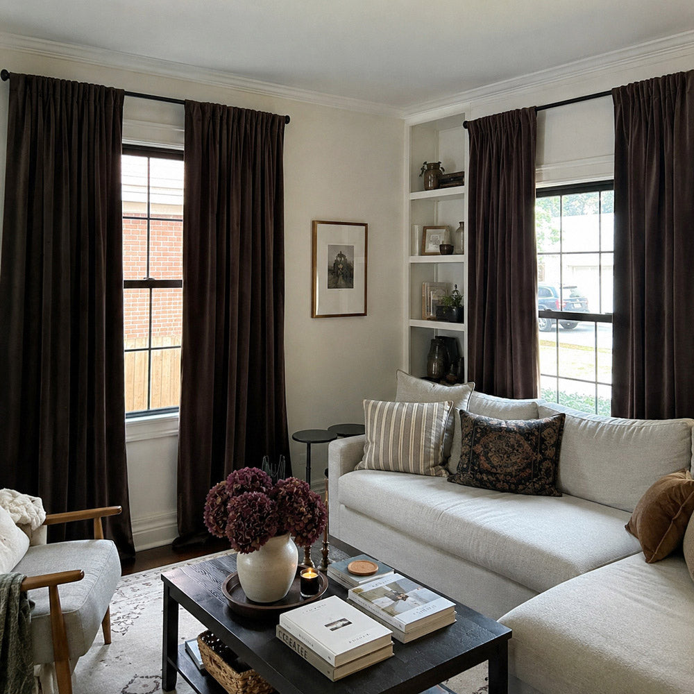 Rosalyn Matte Velvet Room Darkening Thermal Curtains