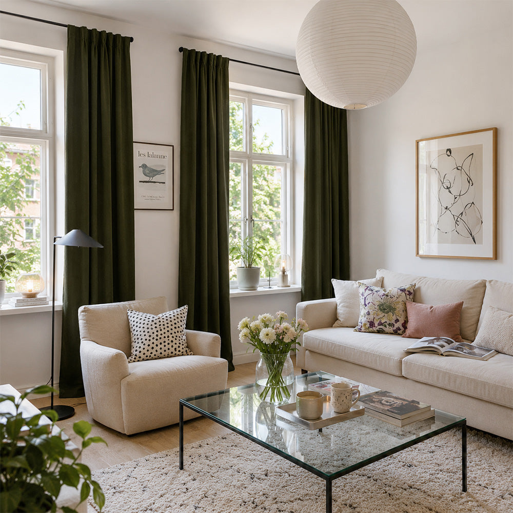 Rosalyn Matte Velvet Room Darkening Thermal Curtains