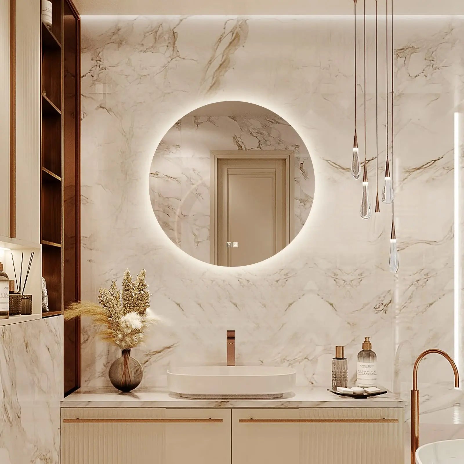 Round Backlit LED BATHROOMS Vanity Mirrors With Dimmable Lights