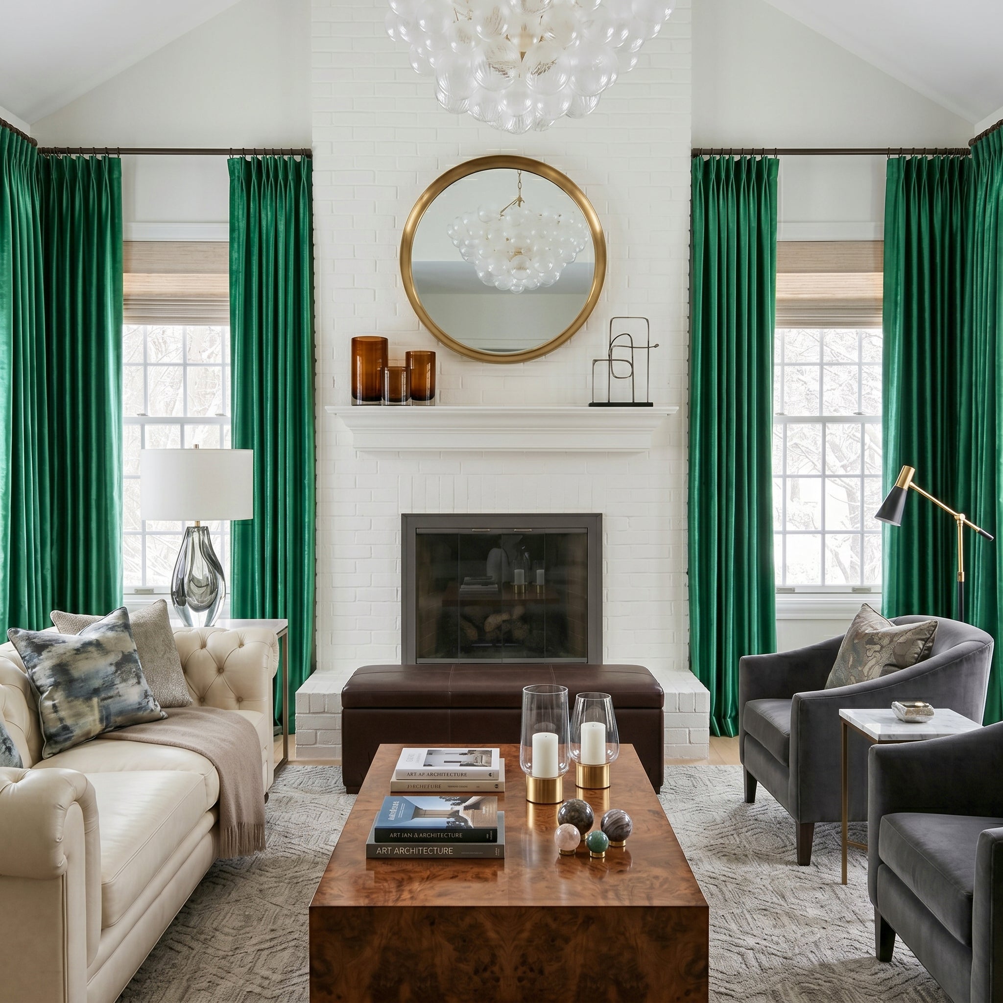 Ruby Elegant Green Custom Velvet Curtains