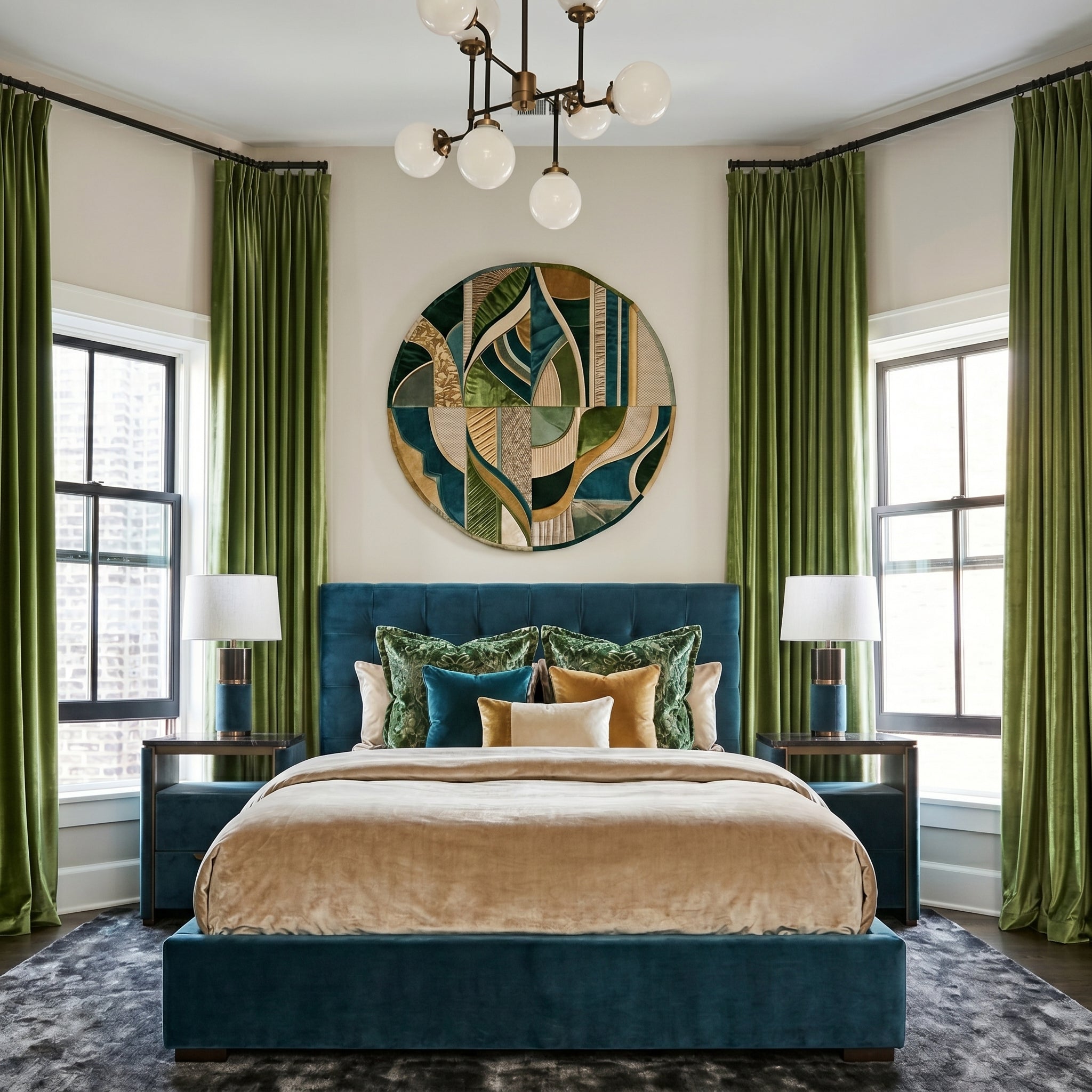 Ruby Elegant Green Custom Velvet Curtains