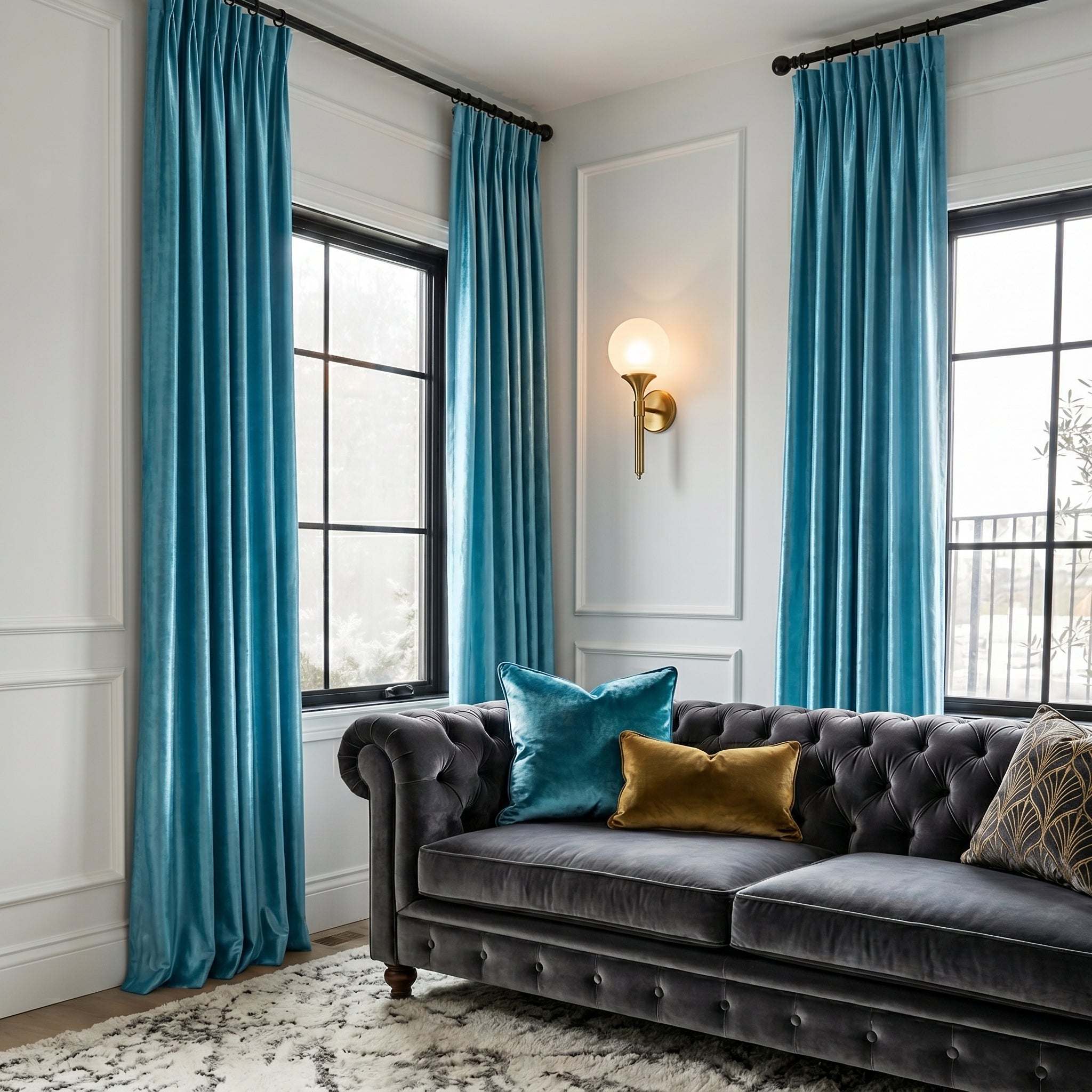 Ruby Elegant Green Custom Velvet Curtains