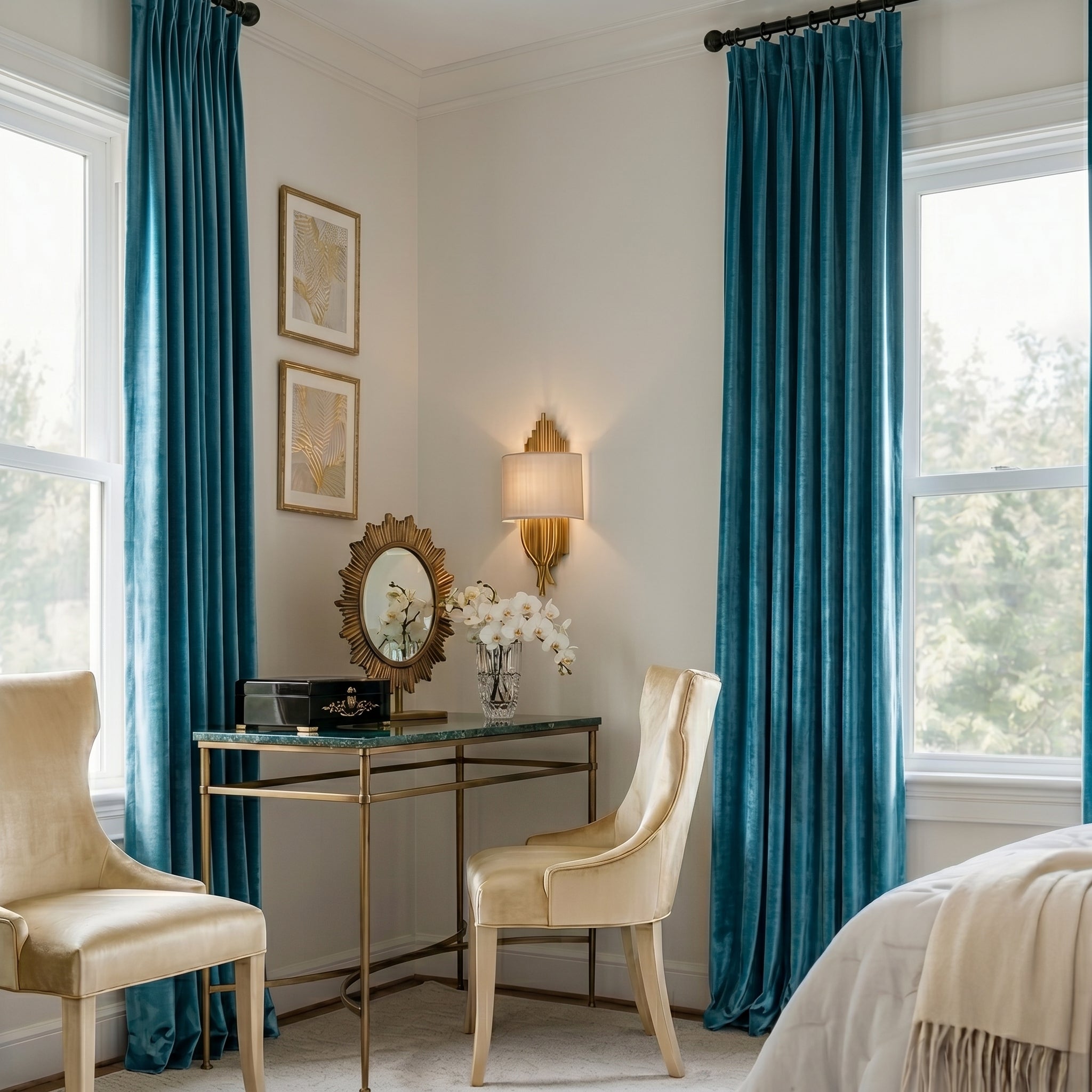 Ruby Elegant Green Custom Velvet Curtains
