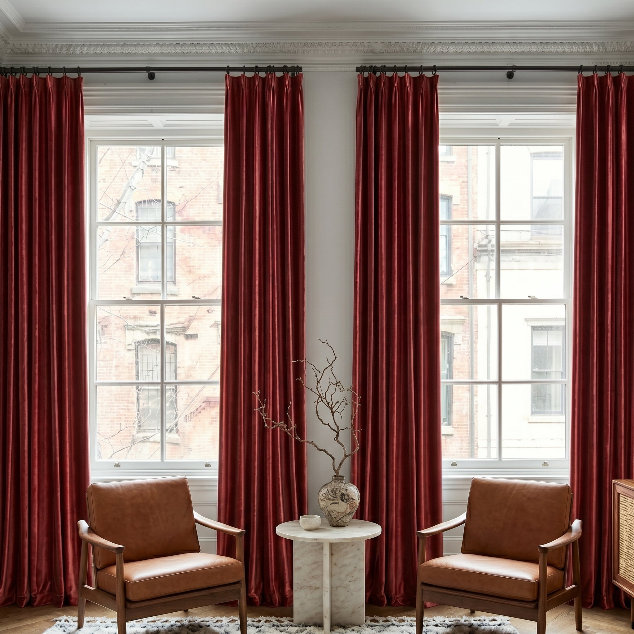 Ruby Elegant Green Custom Velvet Curtains