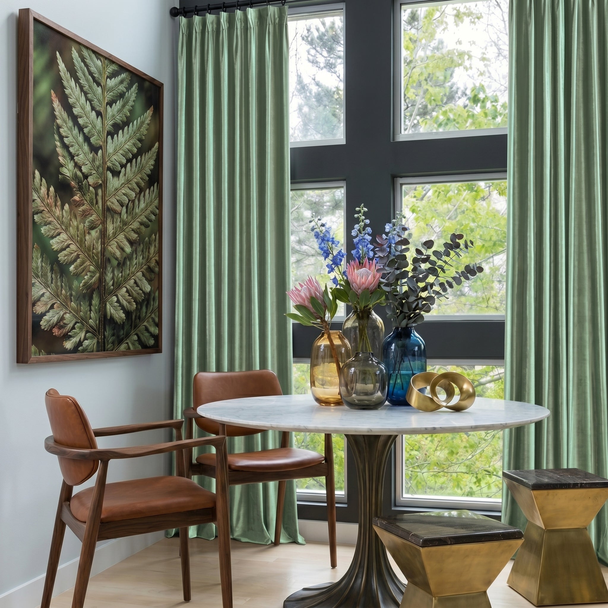 Ruby Elegant Green Custom Velvet Curtains