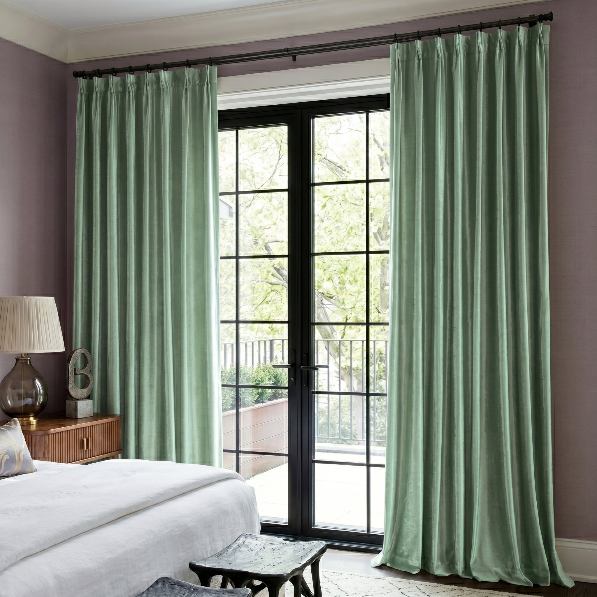 Ruby Elegant Green Custom Velvet Curtains