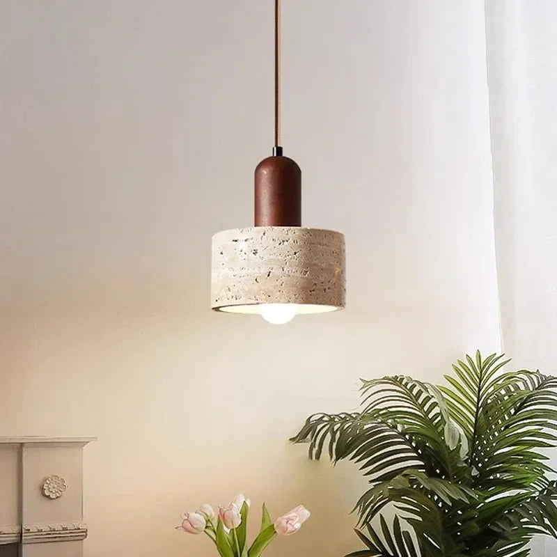 Travertine Pendant Lamp Wabi Sabi Design