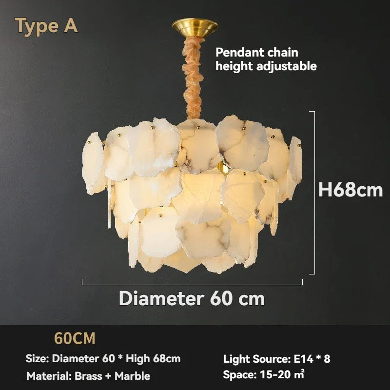 Marble Chandelier Round LED Light