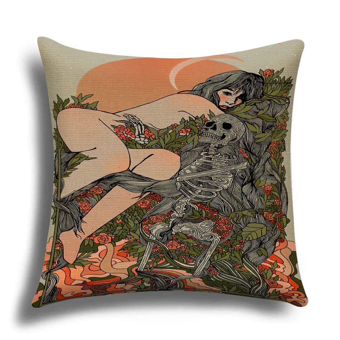 Skull Cushion Cover Linen Pillowcase