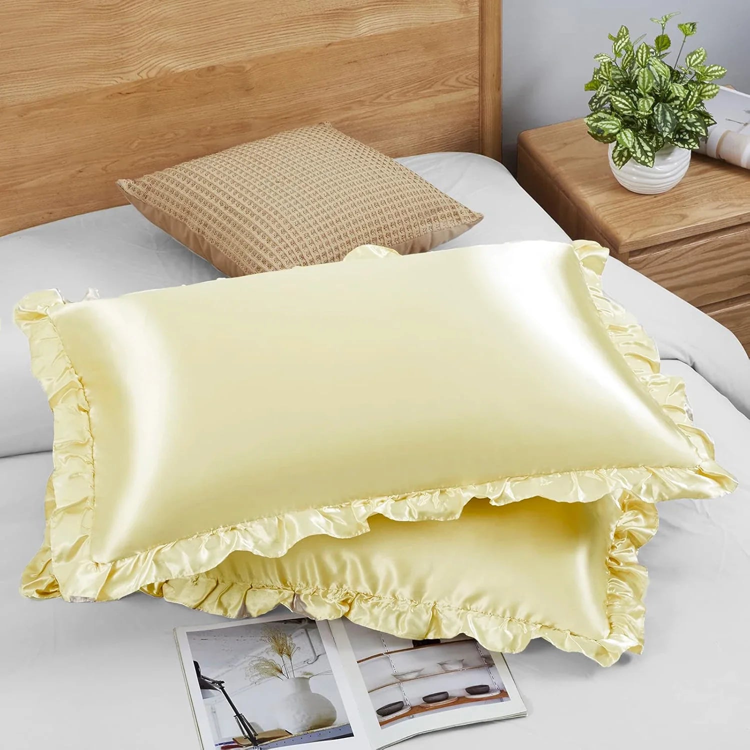 Satin Ruffle Pillowcase Set Silky
