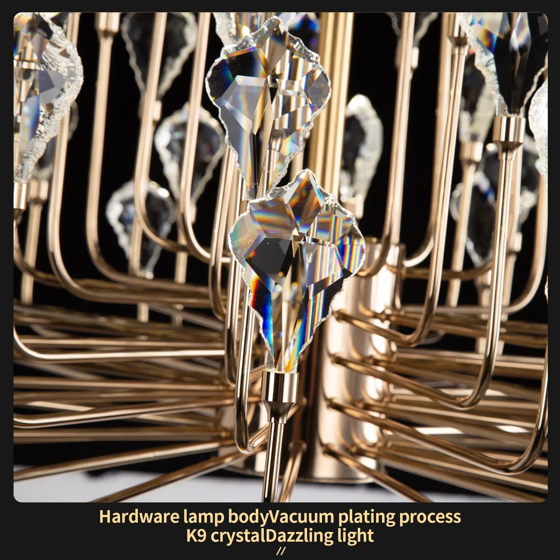 Serena Gold Crystal LED Chandelier β Modern Pendant Light for Dining & Living Room