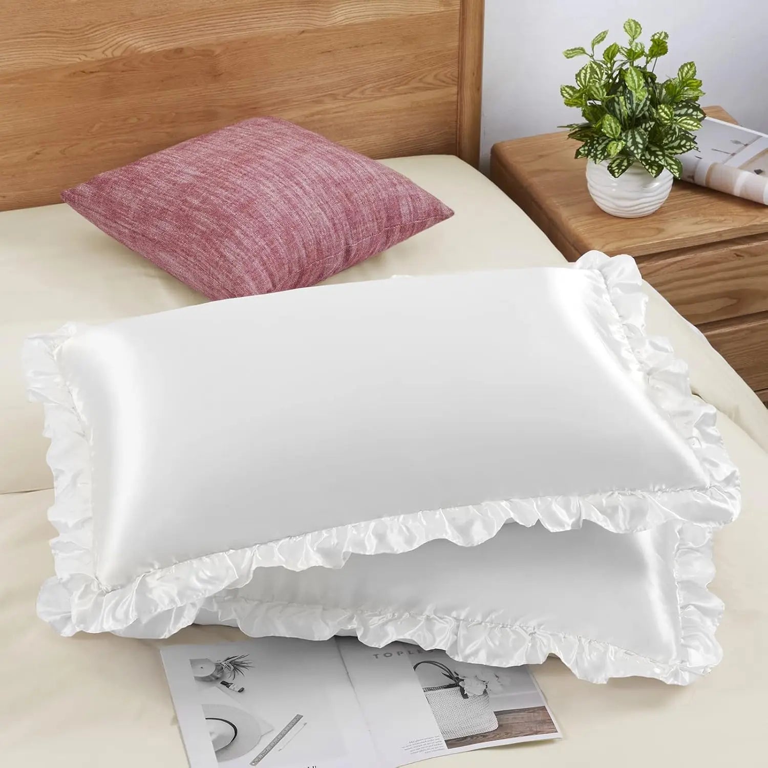 Satin Ruffle Pillowcase Set Silky