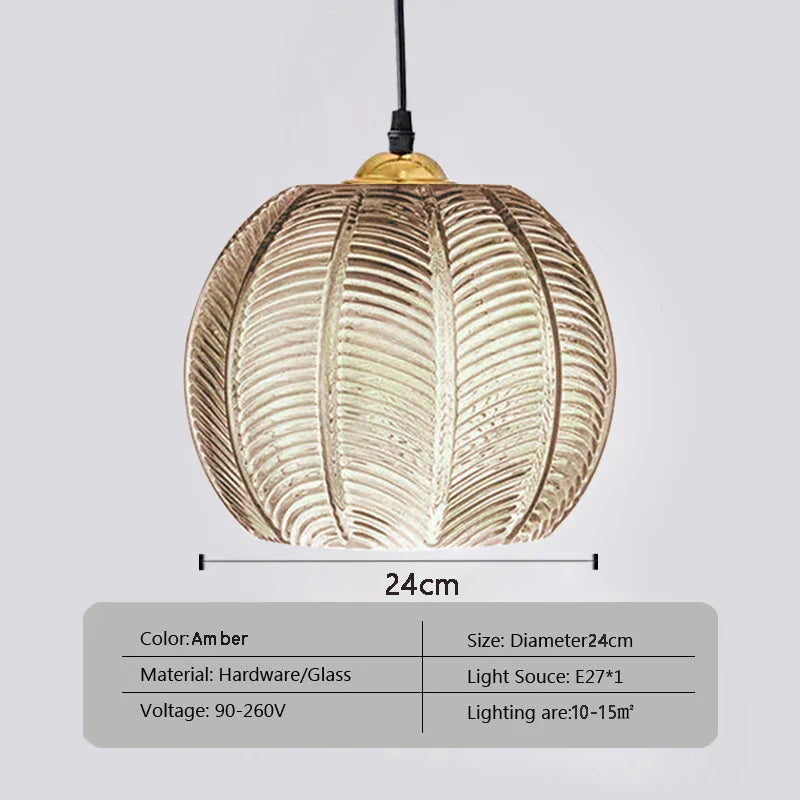 DecorBites™ Glass Pendant Light Green Leaf Pattern
