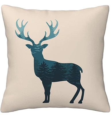 Deer Silhouette Linen Sofa Pillowcase