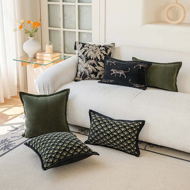 Green Textured Cushion Cover Vintage