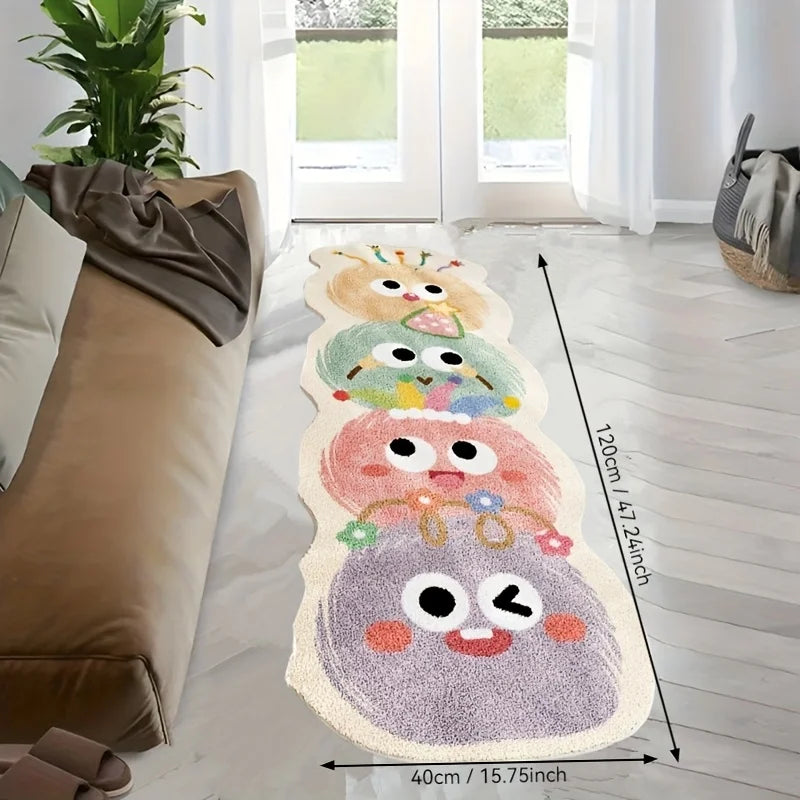 VIKAMA Cute Cartoon Carpet Long Carpet Rug Live Room Bedroom Bedside Blanket Welcome Mat Absorbent Bathroom Mat Home Decoration