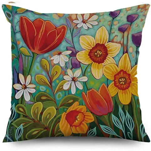 Flower Pillow Cover Retro Decorative