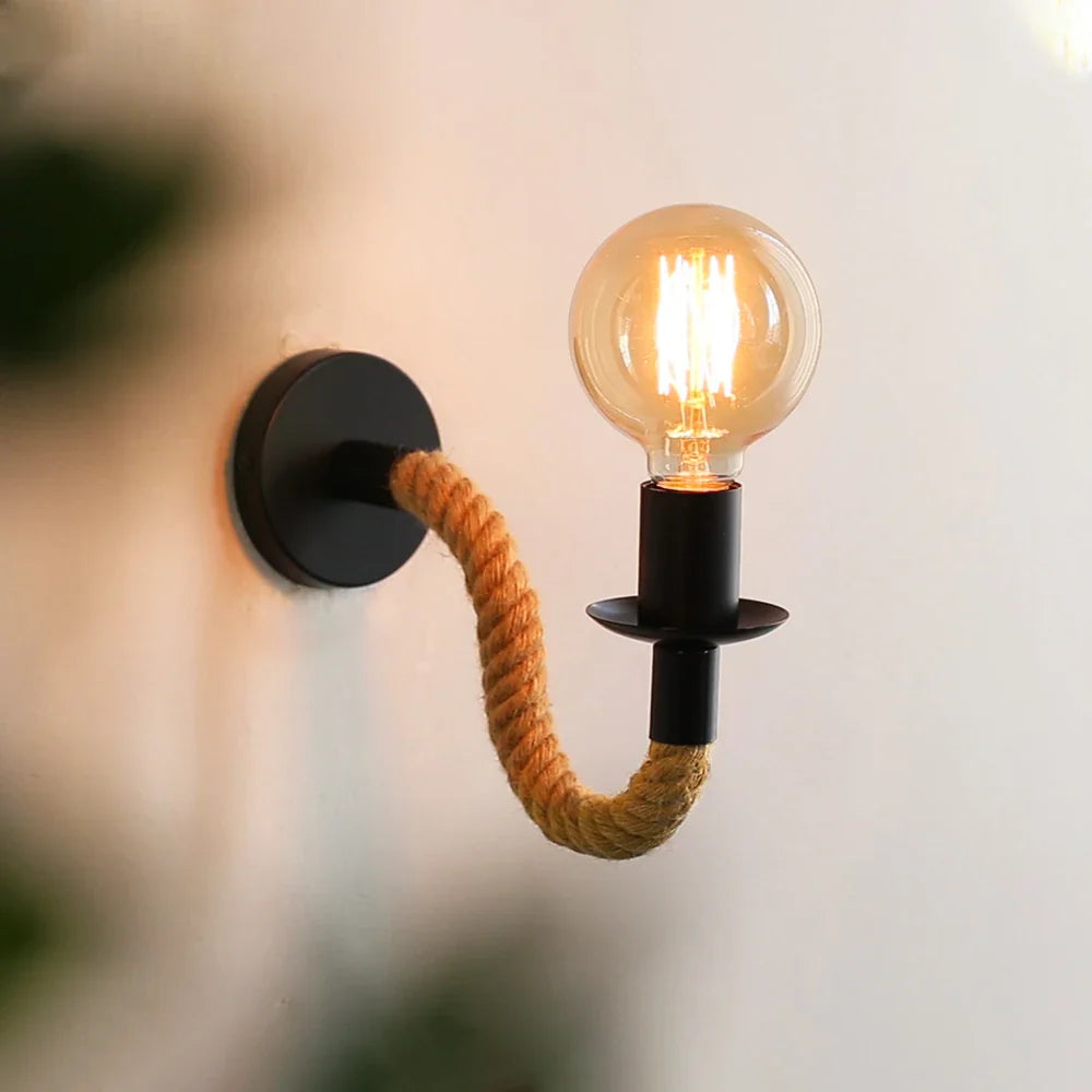 DecorBites™ Hemp Rope Wall Sconce Light Fixture