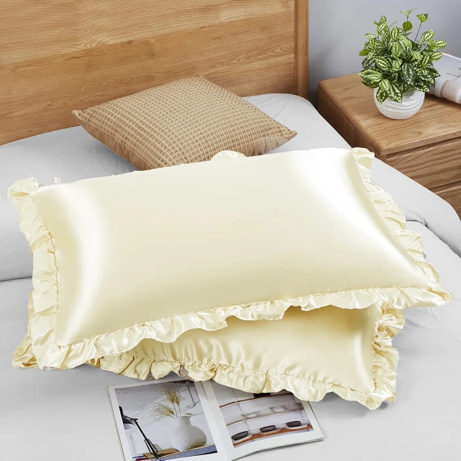 Satin Ruffle Pillowcase Set Silky