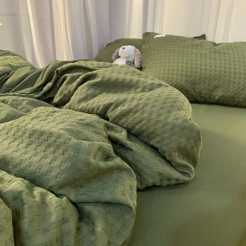 Cotton Bedding Set Olive Green