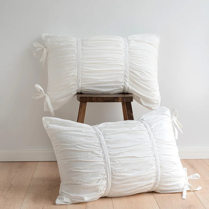 Korean Pleated Pillowcase Cotton Set