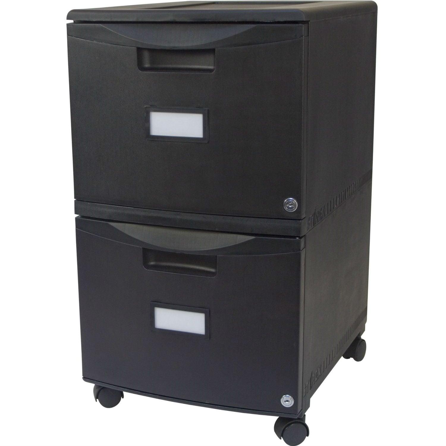 Black 2-Drawer Locking Letter/Legal size File Cabinet with Casters/Wheels - PRHOMZ