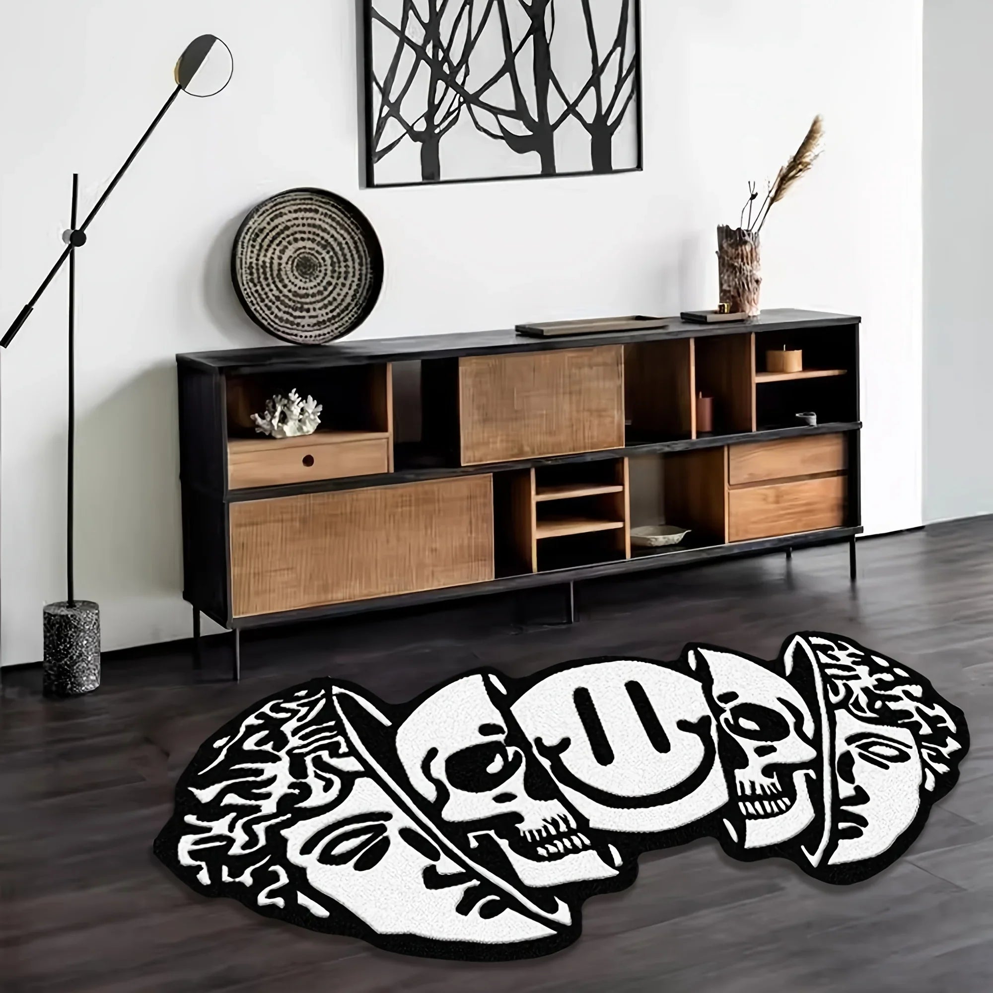 VIKAMA Creative Skull-Shaped Floor Mat Is Non-Slip And Dirt-Proof. Home Decoration Carpet In Living Rooms, Bedrooms, Entrance