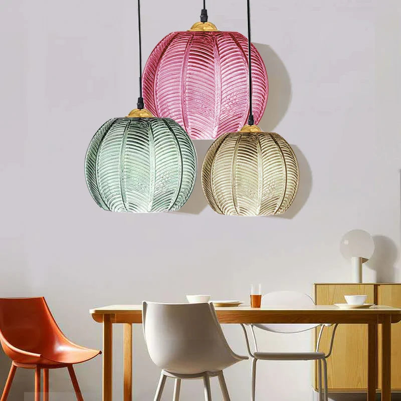 DecorBites™ Glass Pendant Light Green Leaf Pattern