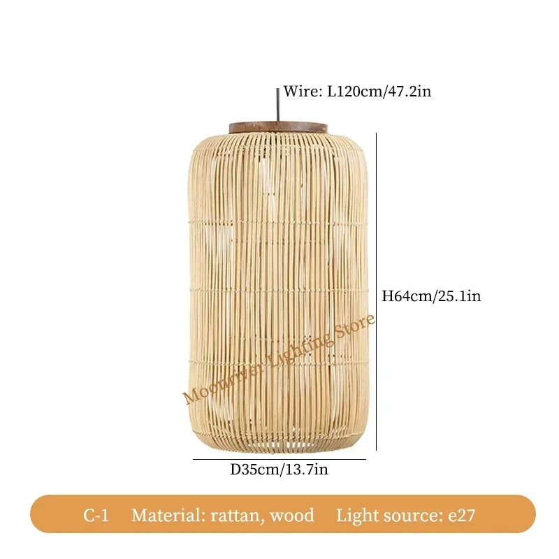 Rattan Teahouse Pendant Light