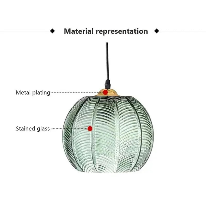 DecorBites™ Glass Pendant Light Green Leaf Pattern