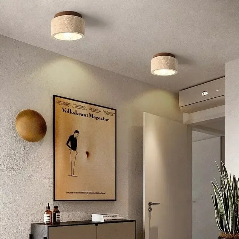 DecorBites™ Travertine Ceiling Lamp Flush Mount