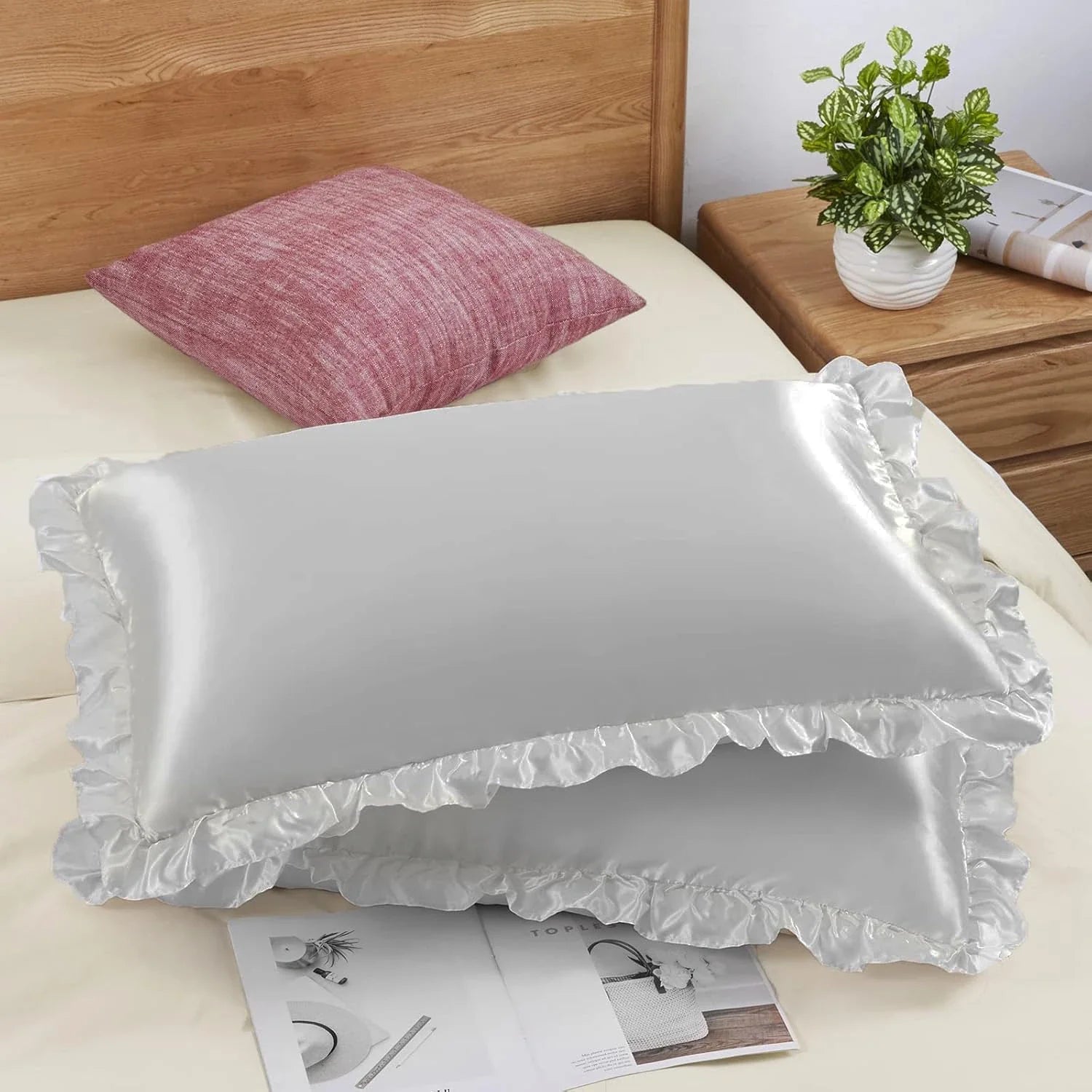 Satin Ruffle Pillowcase Set Silky