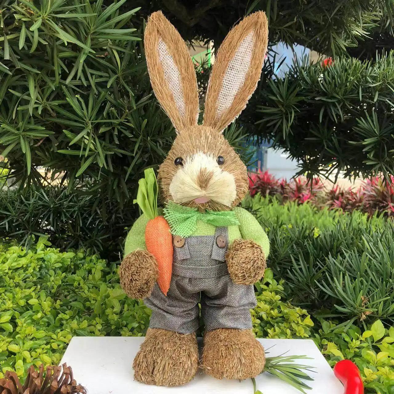 1/2PCS Height 35cm Easter Cute Straw Bunny Decoration Rustic Home Decoration - PRHOMZ