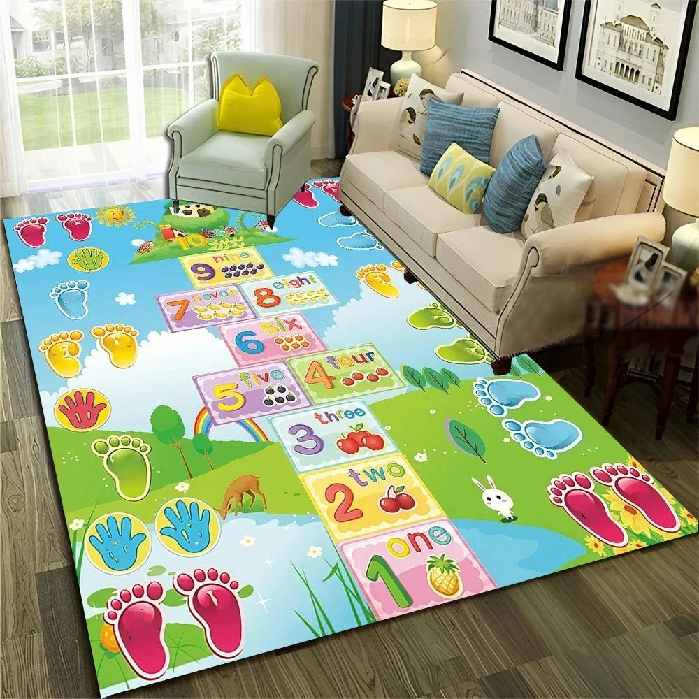 Children's Digital Games Boys and Girls Cartoon Carpet Living Room Sofas Door Mats Children's Anti Slip Floor Mats Home Decor
