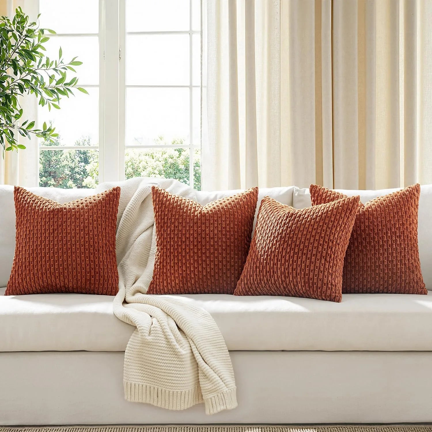 Corduroy Cushion Covers Striped Pillowcases