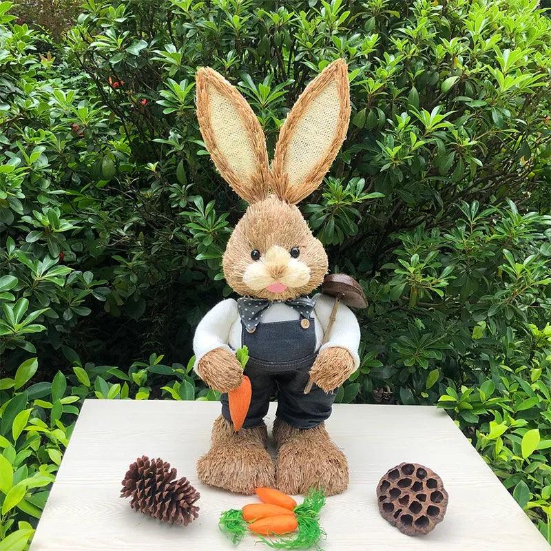 1/2PCS Height 35cm Easter Cute Straw Bunny Decoration Rustic Home Decoration - PRHOMZ