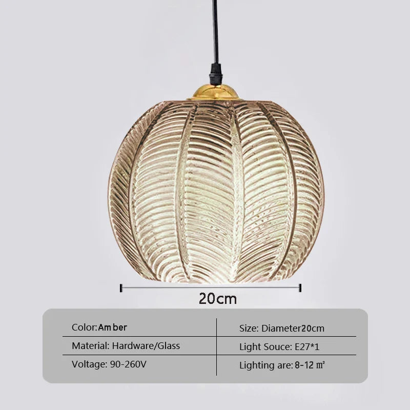 DecorBites™ Glass Pendant Light Green Leaf Pattern